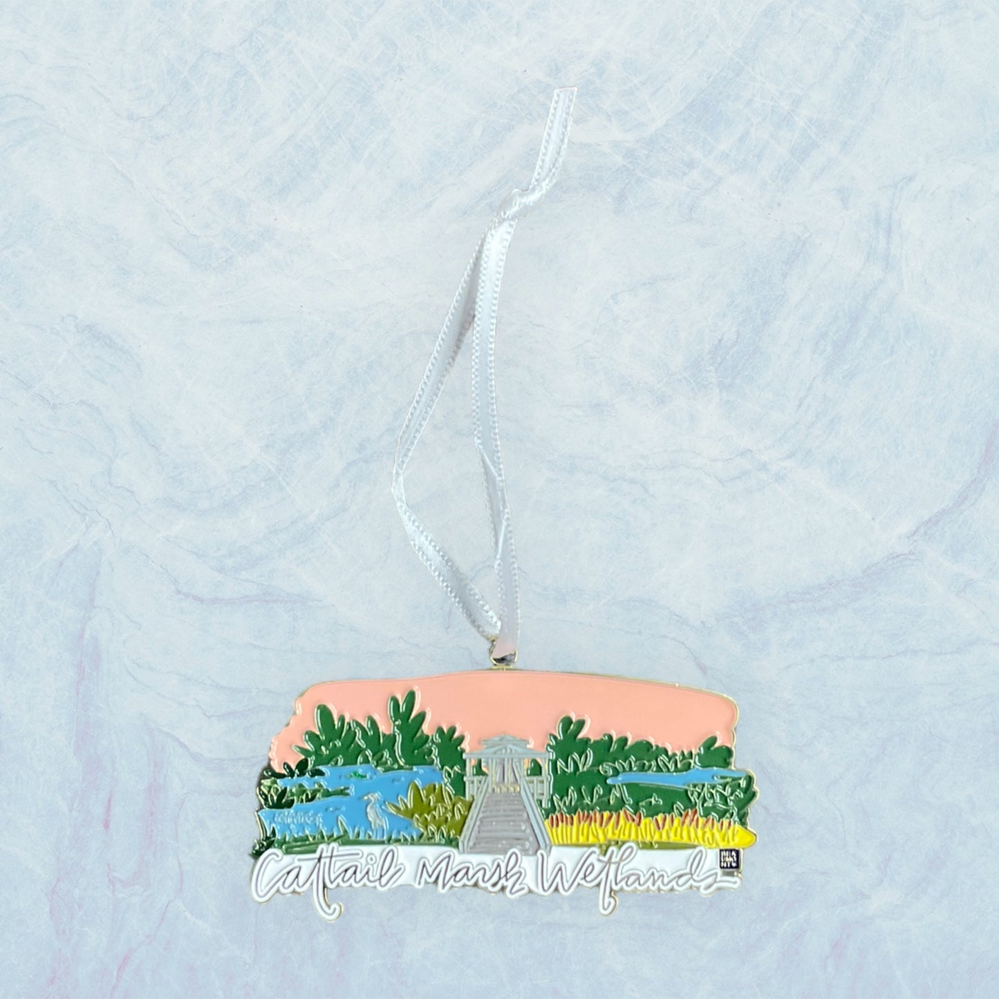 Cattail Marsh Enamel Ornament